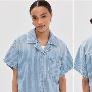 Pistola Denim Della Camp Shirt Canopy Stripe Top (M)